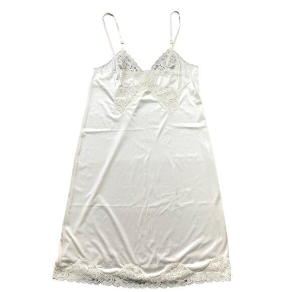 Vintage Vanity Fair Satin Slip Dress Womens Size 36 Lace Trim Nightgown USA MADE - Picture 1 of 11